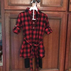 Ruffle Bottoms Oversized Shirt Dress